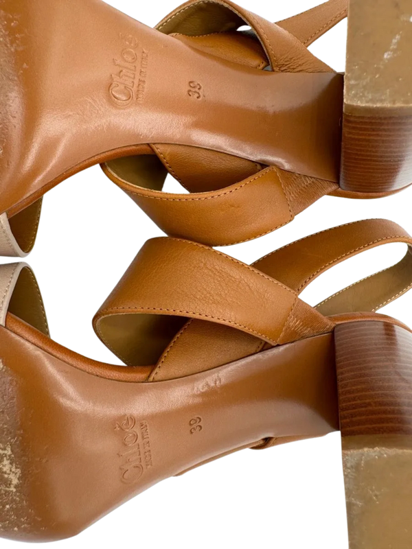 Chloe Mia Two Tone Block Heel Sandals