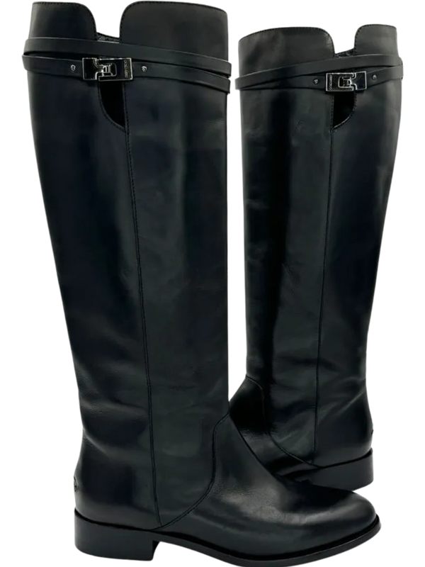 JIMMY CHOO Hyson Leather Riding Boots Size 39