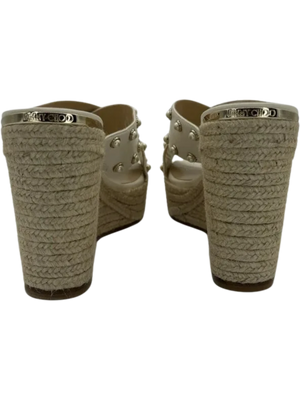 Jimmy Choo Dovina Studded Creamy White Wedge Sandals *NEW*
