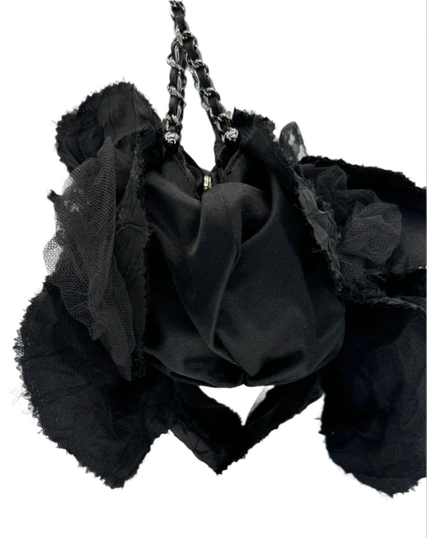 Chanel Satin Camellia Shoulder Bag