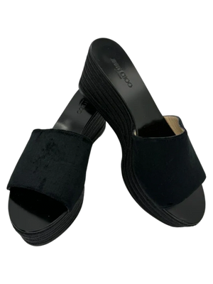 Jimmy Choo Deedee Liquid Velvet Jute Wedge Sandals *NEW*