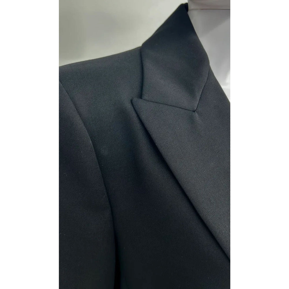 Givenchy Black Wool Gabrdine peaked lapel structured blazer style jacket/coat - Size 42