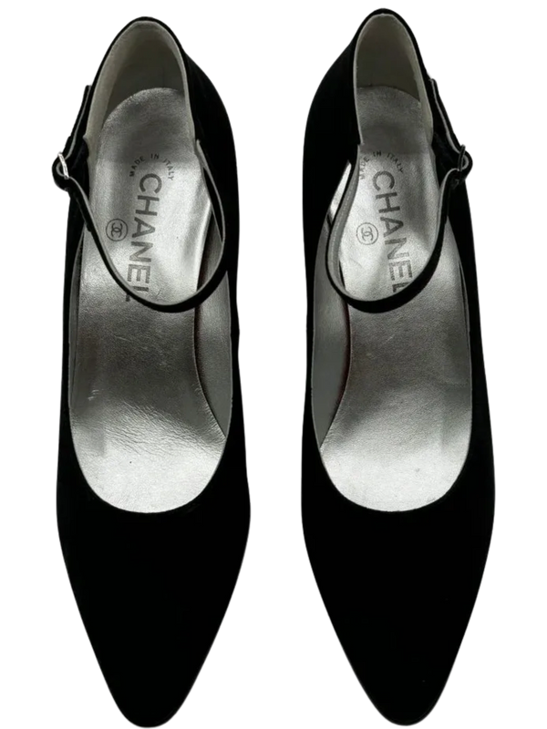 Chanel Crepe Satin Mary Jane Pumps Size 39.5