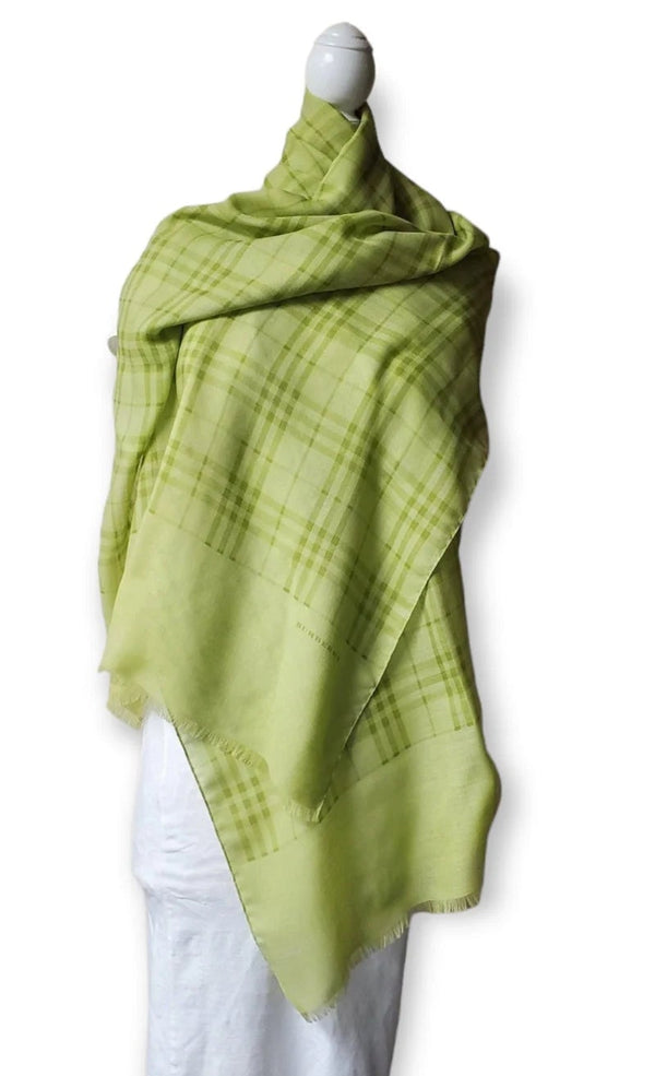 Lime Green Tonal Novacheck Silk Scarf