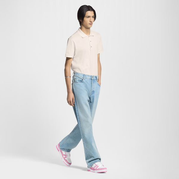 Louis Vuitton LV Trainer Pink Monogram Denim &. Leather Sneakers – Men’s Size 39