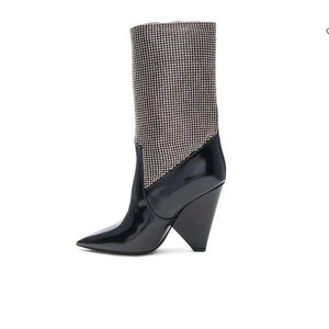 Saint Laurent Jazz Calf Swarovski Crystal Embellished Niki 105 Ankle Boots 39.5 Black