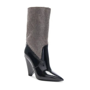 Saint Laurent Jazz Calf Swarovski Crystal Embellished Niki 105 Ankle Boots 39.5 Black