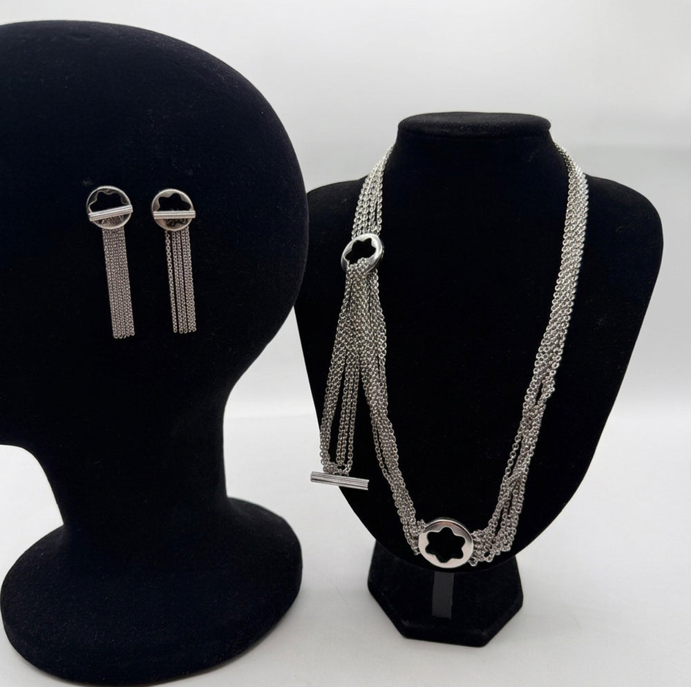 Montblanc Caress of a Star 925 Sterling Silver Necklace & Earrings Set