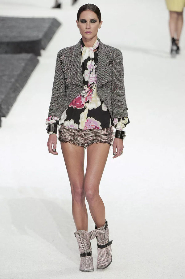 Chanel tweed Tricolor Engineer Buckle Boots - Size 41