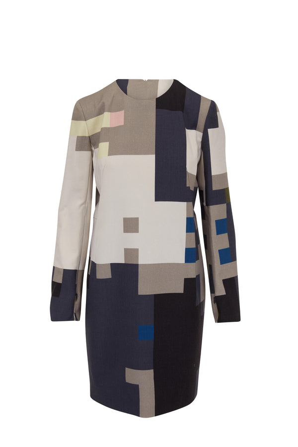 Akris November Day Printed Sheath Dress - Size 8