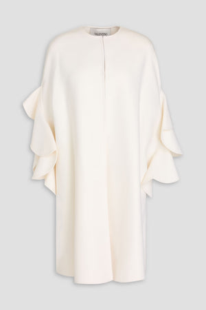 Valentino Ruffled brushed wool and cashmere-blend felt cape - Size 44